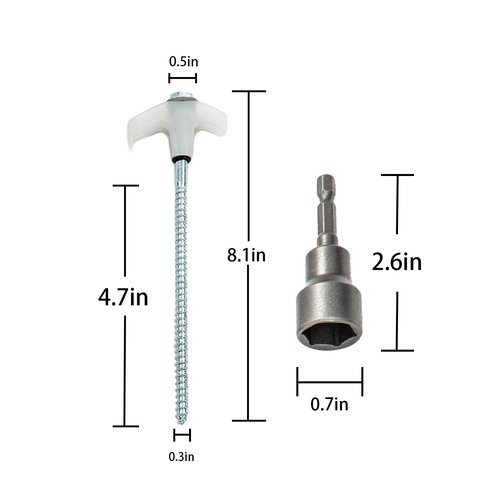 Holdia 15 Pcs Super Heavy Duty Threaded Tent Stakes - Screw Style Glow-in-The-Dark Ground Anchor Pegs with 13MM Hex Drill Adapter and Storage Bag