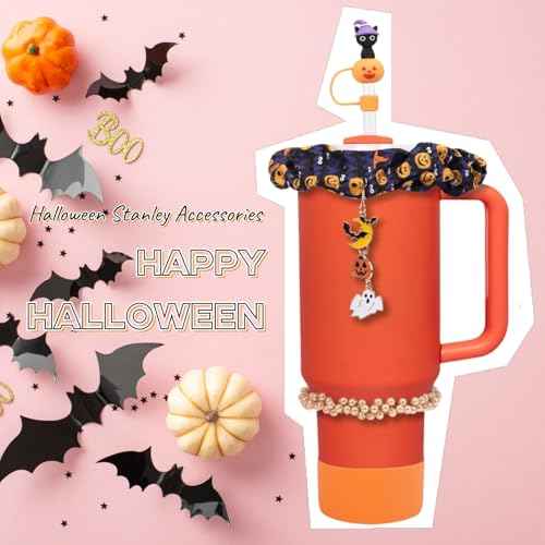 Fall Stanley Cup Accessories Set: Includes Pumkin Straw Topper, 40oz and 30oz Orange Boot, Maple Pumkin Charm Tumbler and All Stanley Cup Accessories for Ultimate Functionality and Style