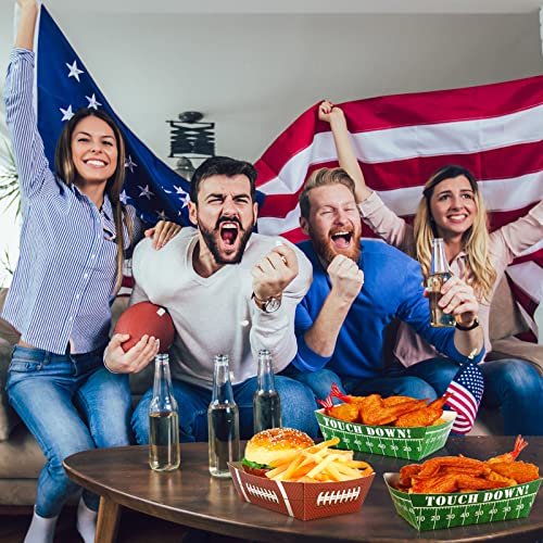 Football Party Serving Trays Set of 100 - Disposable Snack Plates for Sports Events