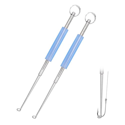 Medsuo 2pcs Stainless Steel Fishing Unhooking Disgorgers Portable Fishing Hook Remover Tools Fishing Supplies for Lake Fishing River Fishing Sea Fishing