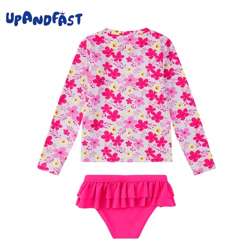 upandfast Girls Rash Guard Set Long Sleeve Two Piece Swimsuit with UPF 50+ Sun Protection for Girls 3-8 Years