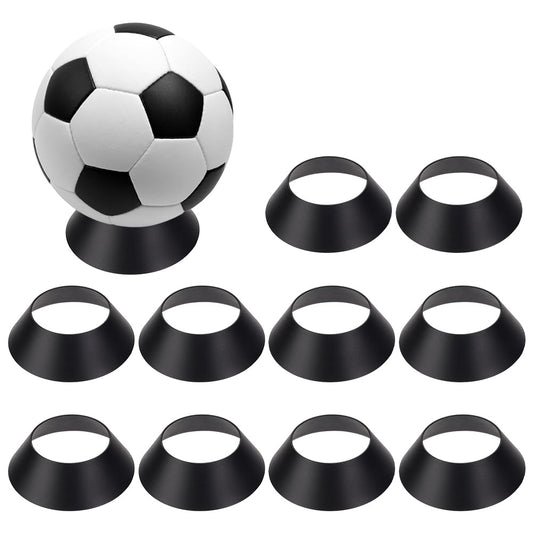 FINGERINSPIRE 10 Pcs Ball Display Stand Black Sphere Holder 2.5inch Plastic Memorabilia Ball Pedestal Sports Ball Storage Rack for Display Basketball Football Volleyball Softball or Other Round Items