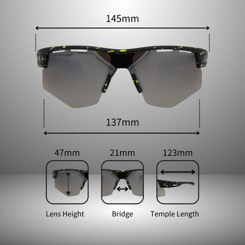 RAWIN Stylish Sports Sunglasses | Wide Frame Selection | Rich Lens Colors | Eye-Catching Combinations (Polarized Lens, Matt Black Frame with Matt Silver Mask Spray/Smoke Lens)