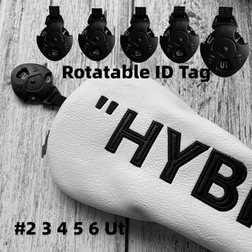 PU Leather Hybrid Golf Headcover - White with Black Embroidery, 1pc