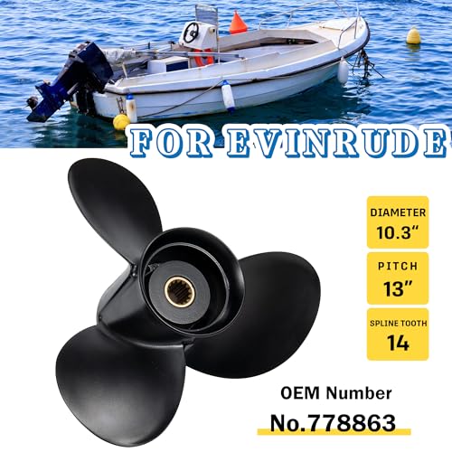 10.3 x 13 Spline Propeller for Johnson Evinrude 15-35HP Aluminum Black