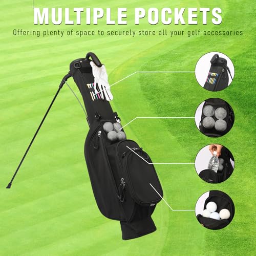 Lightweight Golf Stand Bag with Cooler Pockets & Padded Strap