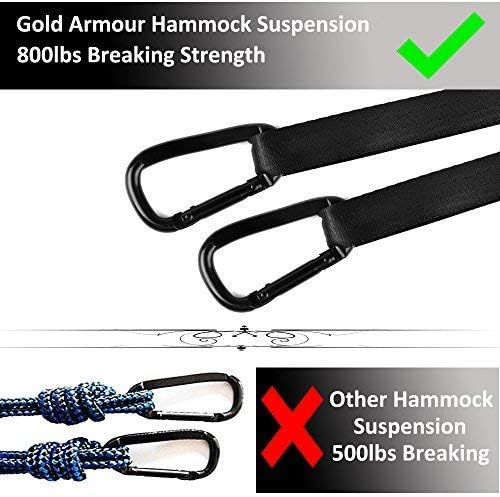 Gold Armour Camping Hammock - XL Double Hammock Portable Hammock Camping Accessories Gear for Outdoor Indoor with Tree Straps, USA Based Brand (Gray)