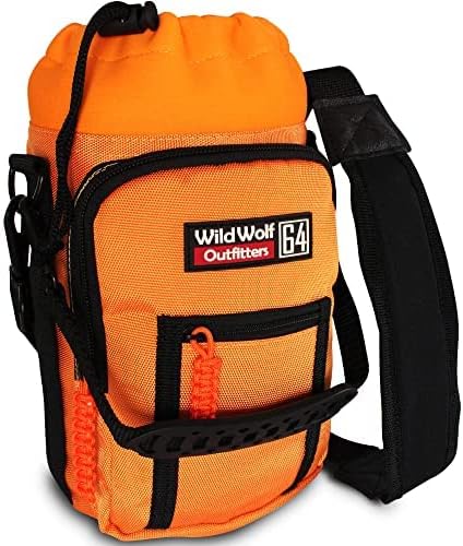 Wild Wolf Outfitters - #1 Best Water Bottle Holder for 64 oz Bottles - Carry, Protect and Insulate Your Flask with This Military Grade Carrier w/ 2 Pockets and an Adjustable Padded Shoulder Strap.