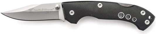 Smith & Wesson 24/7 CK109 7.4in High Carbon S.S. Folding Knife with 3in Clip Point Blade and Aluminum Handle for Outdoor, Tactical, Survival and EDC