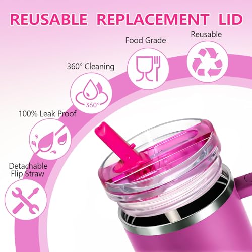 40 oz Detachable Lid Replacement for Stanley Tumbler, Leak-Proof Durable Splash-Proof Cover Compatible with Stanley 40 Ounce Cups£¬Cup Accessories for Stanley 2 Pack (Black+Black)