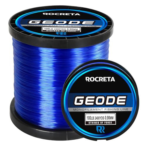 Blue Monofilament Fishing Line - 50Lb, 500Yds, UV Reactive, Low Memory