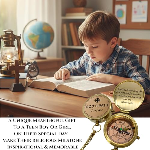 God's Path Compass Leather Case - Inspirational Christian Gift for Boys & Men