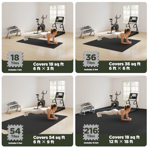 AIRHOP Extra Thick Interlocking Gym Floor Tiles 18 Pack - Anthracite