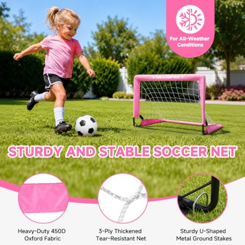 Pink Mini Toddler Soccer Goal Set 2 Pack 2x1.5 ft Backyard Kids Sports