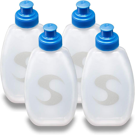 Synergy Reusable Handheld Hydration Running Water Bottles (4-Pack) (6oz 4-Pack, Blue)