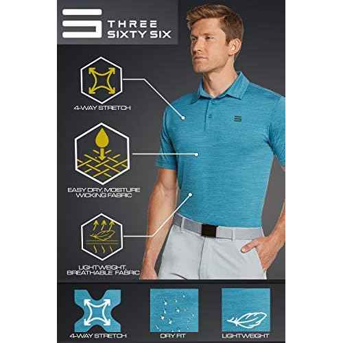 Three Sixty Six Golf Shirts for Men - Dry Fit Short-Sleeve Polo, Athletic Casual Collared T-Shirt