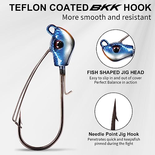 Fishing Jigs with Teflon Hook & Titanium Weed Guard - 2-1/2oz A2
