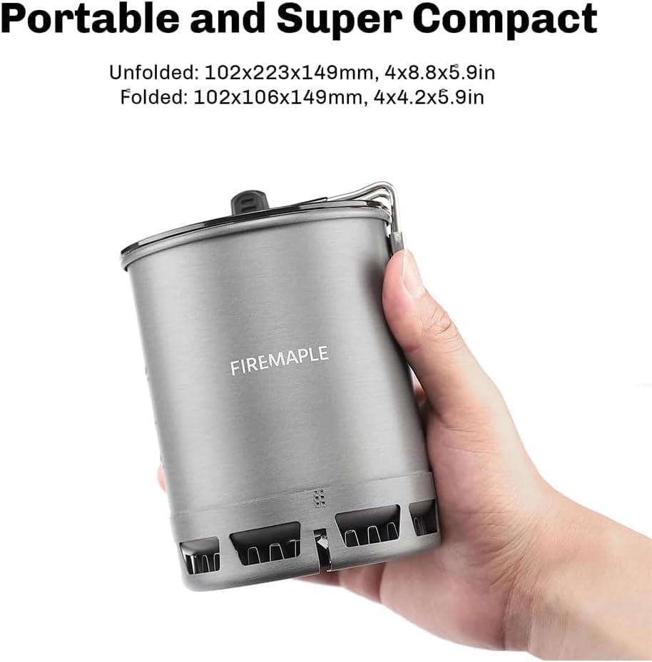 Fire-Maple 600ml G3 Petrel Ultralight Camping Pot Lightweight Outdoor High Efficiency Foldable Heat Exchanger Pot Portable for Hiking Travel (162g)