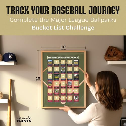 12x16 Framed Baseball Stadium Scratch Off Poster - All 30 MLB Ballparks