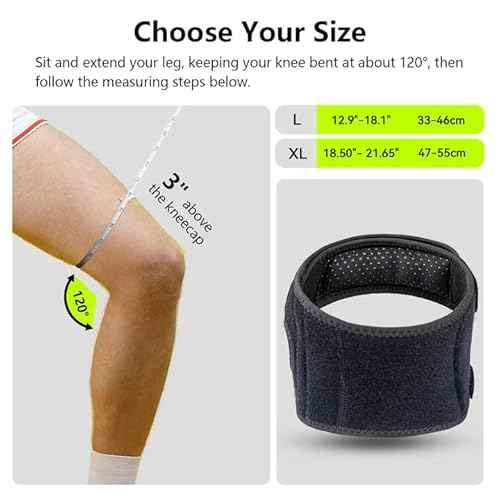 Patella Knee Brace with Side Stabilizers for Men & Women, Adjustable Patellar Tendon Support Strap for Knee Pain, Knee Strap for Running, Meniscus Tear, Arthritis, Tendonitis, Injury Recovery (Black, One Size)