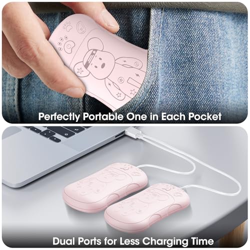 Rechargeable Hand Warmers 2 Pack, WXX 2 in 1 Electric Hand Warmer, 6000mAh Portable Pocket Warmers Dual-Sided Safe Heating, Electronic Winter Gifts for Men Women Kids, Golf, Outdoors