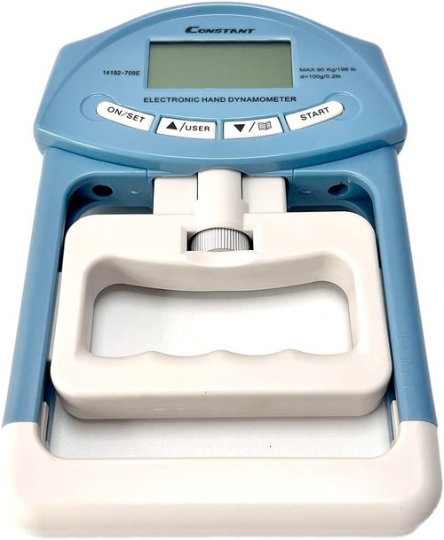 Digital Hand Dynamometer - 200 Lbs / 90 Kgs Grip Strength Tester with Auto Capture (Grey)