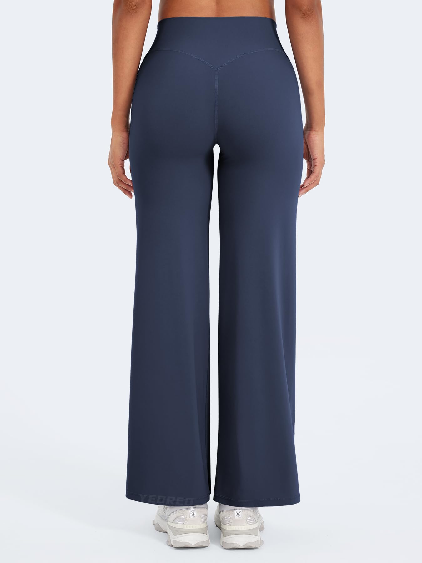 YEOREO Workout Leggings Womens No Front Seam Straight Leggings 29" High Waist Buttery Eddiy Gym Yoga Pants Navy Blue XS