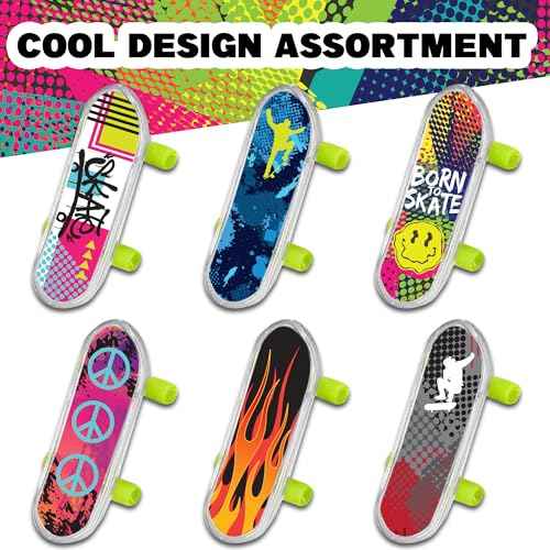 ArtCreativity Mini Finger Skateboards for Kids (Bulk Pack of 144) Durable Finger Boards in Assorted Designs, 2 Inch Fingerboard Skateboard Party Favors, Goody Bag Fillers