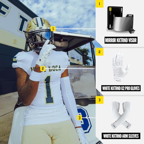 Men's White Pro Football Gloves - G2 Elite Receiver Grip, Large