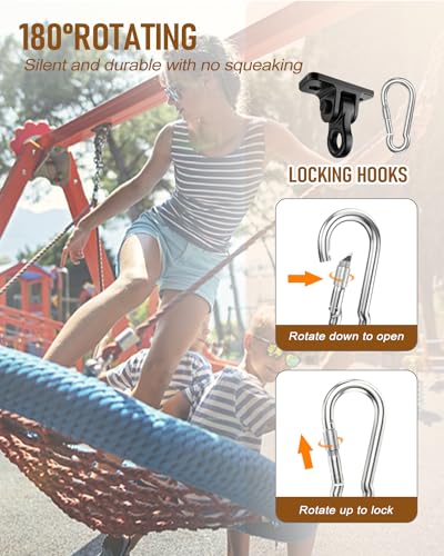 Heavy Duty Porch Swing Hangers Kit - 2 Pack Black Swing Hardware Hooks