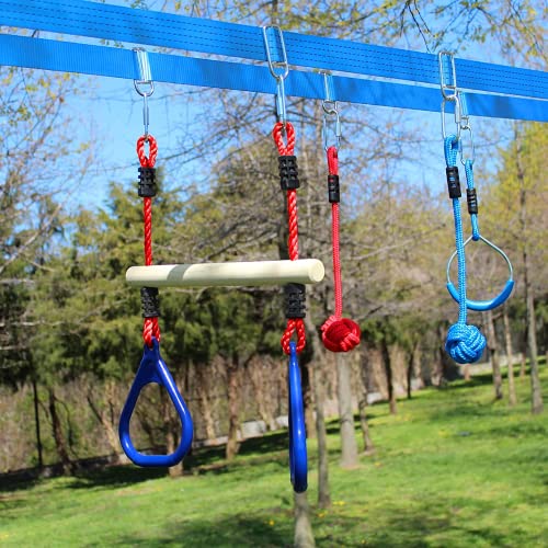 80 Feet Ninja Slack Line and Ratchet Set for Double Ninja Course - Durable Outdoor Ropes