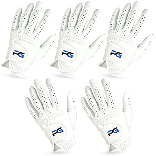 Golf Gloves - 5 Pack Men’s Cabretta Leather Premium Quality, Medium