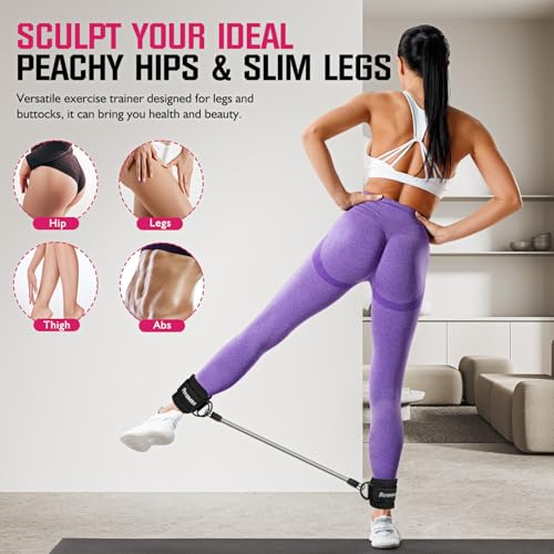 Ankle Resistance Bands with Cuffs for Women - 60LBS Black, Home Workout Equipment