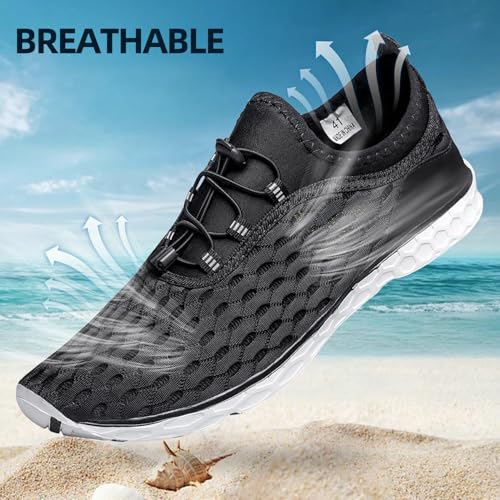 Men's Water Shoes - Quick Dry Beach & Pool Footwear Black 8 - DOUSSPRT
