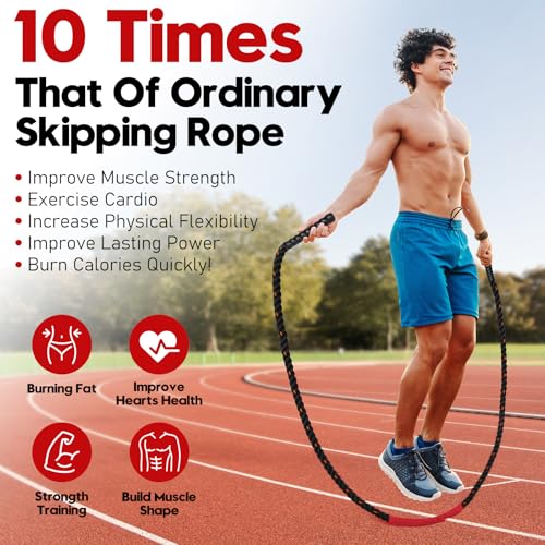 Weighted Jump Rope for Fitness Men Women 3LB Black Orange