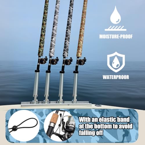 8 Pcs Camouflage Neoprene Fishing Rod Sleeves 68 Inch Rod Socks Waterproof