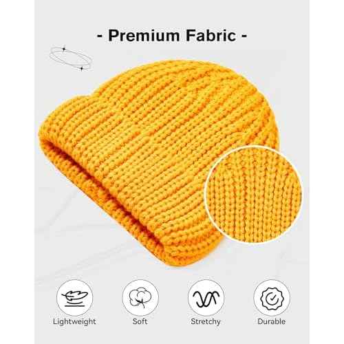 Fisherman Beanie Mens Winter Hat - Stretch Fit Skull Cap Warm Knit Hats for Skiing, Hiking, Camping