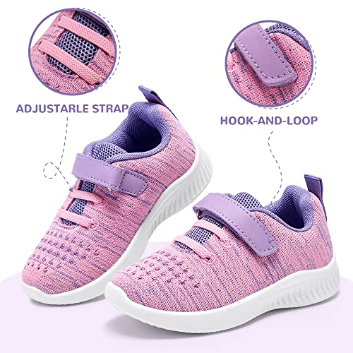 Toddler Boys Girls Running Sports Sneakers - Purple Pink, Size 10 - Nerteo