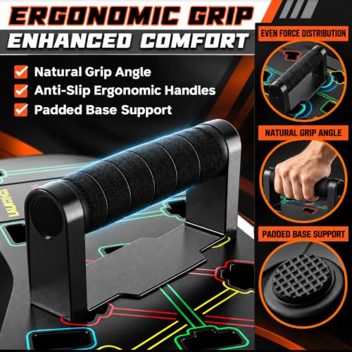 Black 36-in-1 Upgraded Push Up Board Home Gym Equipment with Ab Wheel & Resistance Bands