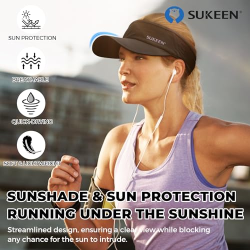 Lightweight Sports Sun Visor Hat for Men and Women - One Size, Black