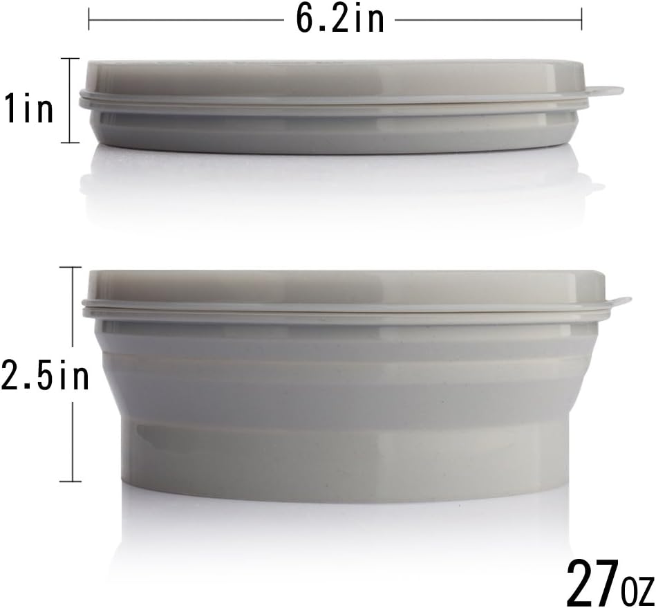 IYYI ME.FAM Silicone Collapsible Bowl with Lid - 800ML Folding Travel Bowl for Camping, Hiking - Heat Resistant