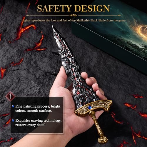11.8-Inch Metal Collectible Sword from Elden Ring Maliketh's Black Blade Model - Display Stand Included