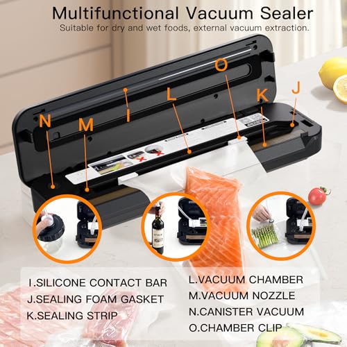 MegaWise Vacuum Sealer Machine Silver - Food Sealer with 80kPa & 4 Modes