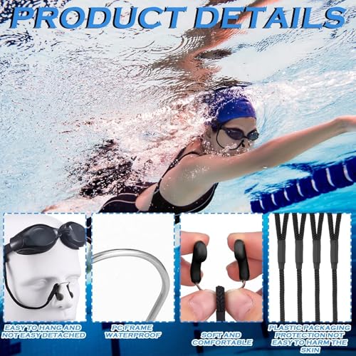 Hiboom 10 Pcs Silicone Swimming Nose Plugs with Strap - Black