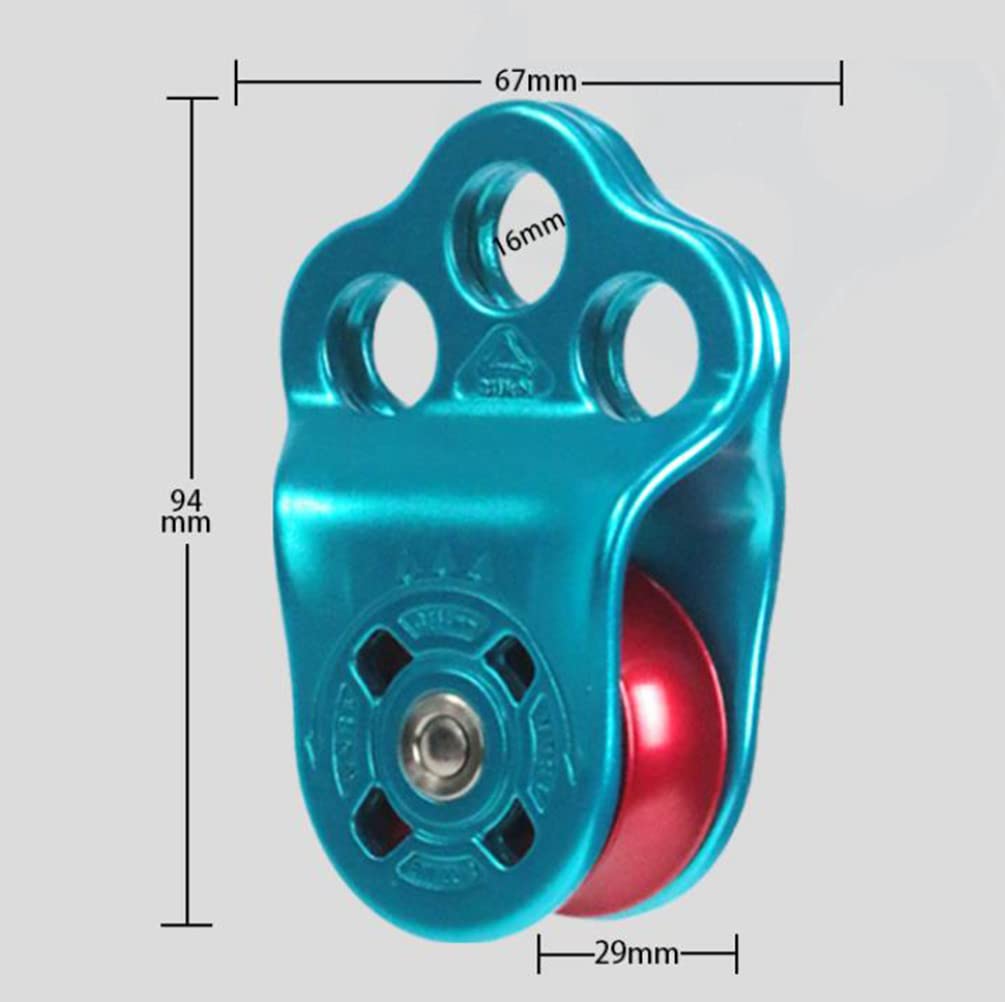 JOTOUCH Climbing Pulley,30KN Three Holes Ball Bearing Single Pulley,Rock Climbing Pulley for 14mm Rope Hauling, Rock Climbing, Rescue Applications, Zipline Sports Etc