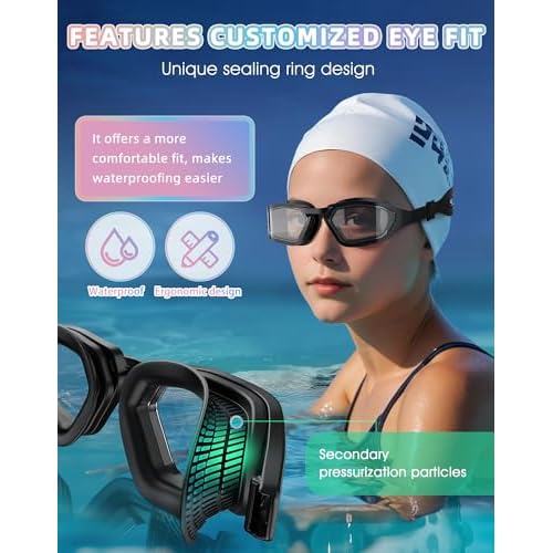 Greatever Sleek Swim Goggles Unisex-Adult, UV400 Protection Swimming Goggles, HD Wide View Goggles, Anti Fog No Leakage