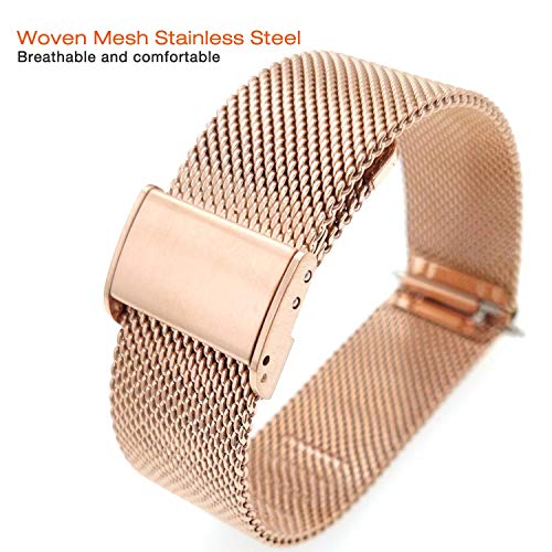 Abanen Rose Gold Stainless Steel Mesh Watch Band for Garmin Venu 2S & Venu 3S