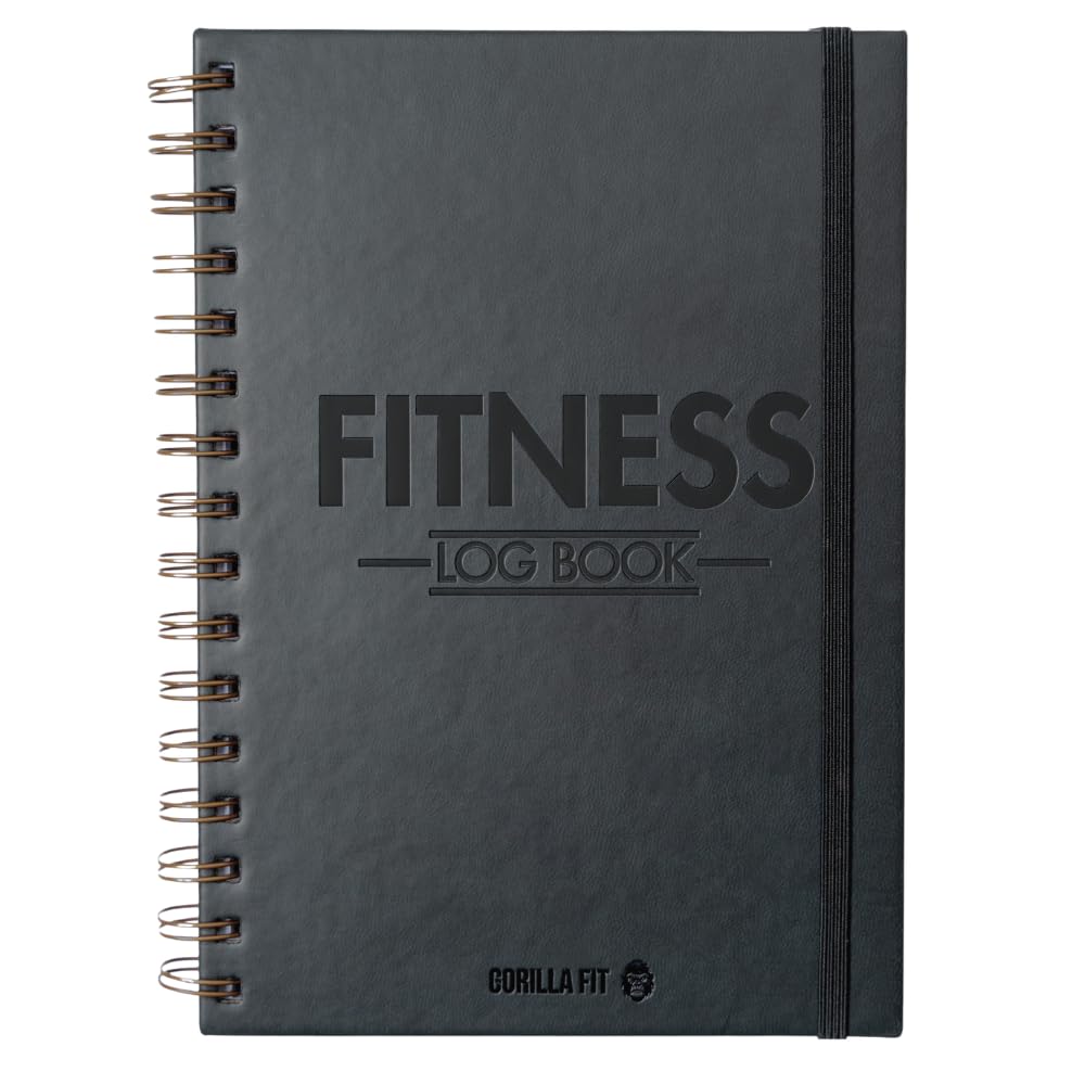 Gym Workout Journal (A5) - Hardback Leather PU Workout Tracker (128 Workouts) - Set Goals & Track Progress | Premium Fitness Journal & Log Book by Gorilla Fit
