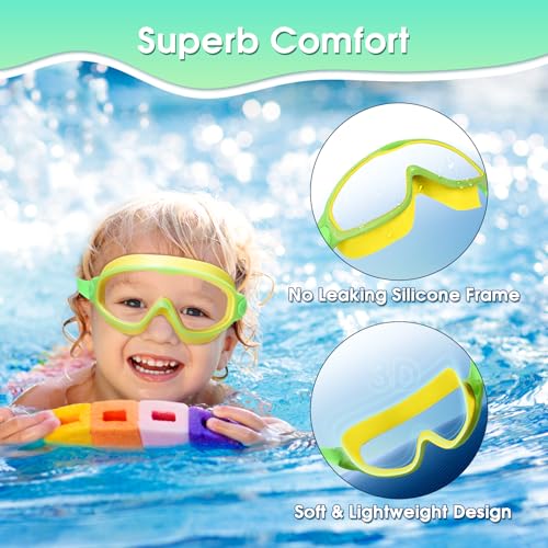 EverSport 2 Pack Kids Swimming Goggles, Anti-fog Swim Goggles for Toddler Girls Boys 3-15