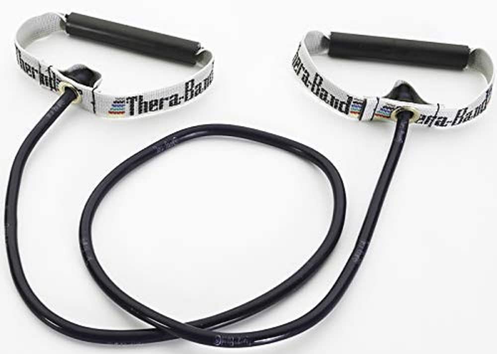 THERABAND Resistance Tubes, Professional Latex Elastic Tubing with Hard Handles For Exercise, Physical Therapy, Lower Pilates, At-Home Workouts, & Rehab, 48 Inch, Green, Heavy, Intermediate Level 1
